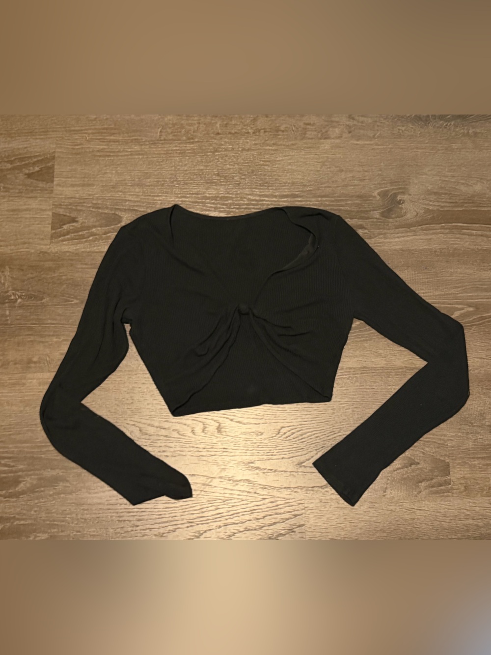 Alo Black Twist-Front Long Sleeve Women's Top